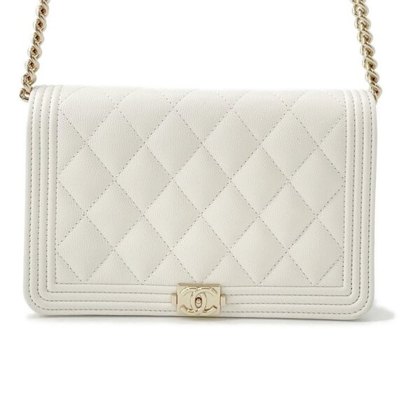 CHANEL Boy Chanel Chain Wallet Calfskin White - Picture 14 of 14